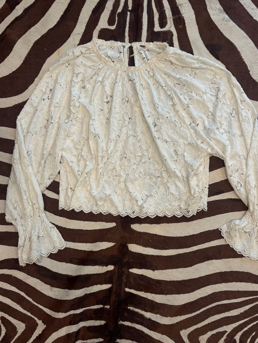 Free People Cream Lace Peasant Blouse - Picture 1 of 3
